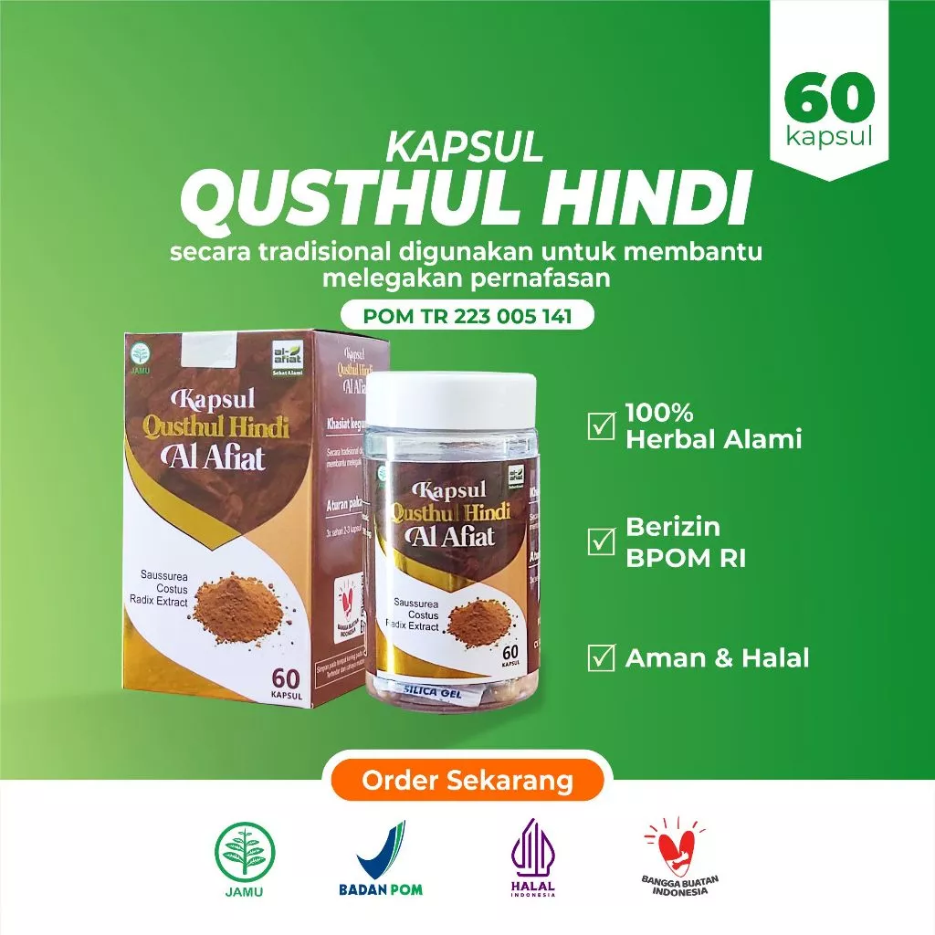 Qusthul Hindi Al Afiat 60 Kapsul Membantu Melegakan Pernafasan - Gambar 3