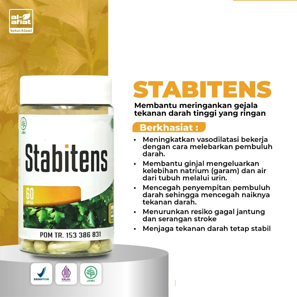 Stabitens Alafiat – Herbal Penurun Tekanan Darah Tinggi & Hipertensi Alami 60 Kapsul - Gambar 2